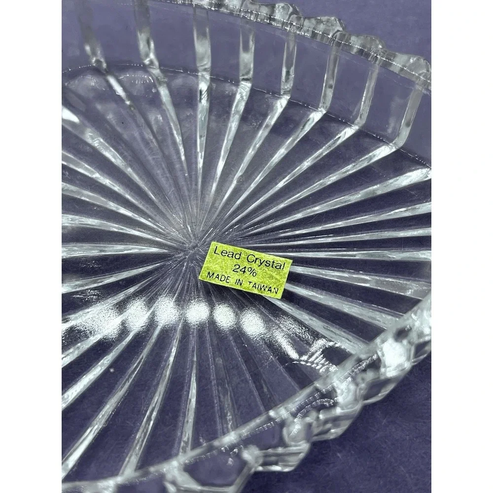 Vtg crystal 24% lead trinket catchall Candy dish 4